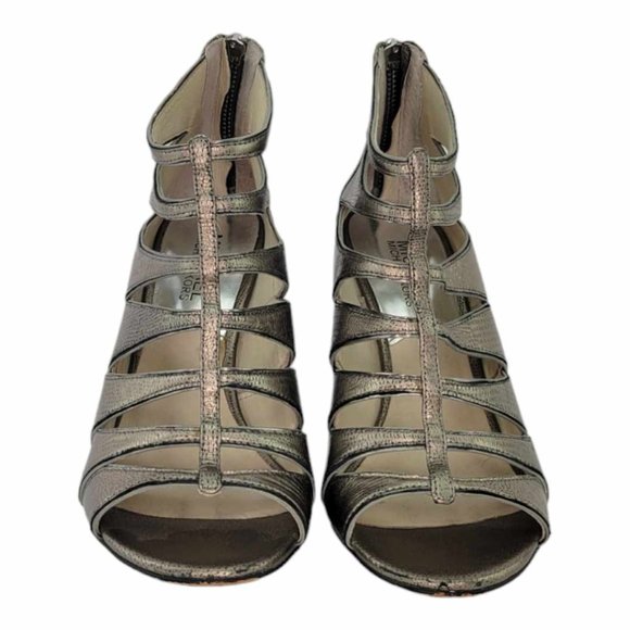 MICHAEL Michael Kors Mavis Open Toe Leather Bronze Heel Sandal - Sz. 6.5M - Picture 10 of 12